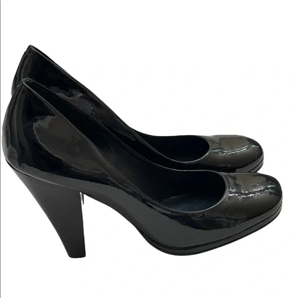 DELMAN black patent leather Bonnie heels size 8.5M - Picture 3 of 10